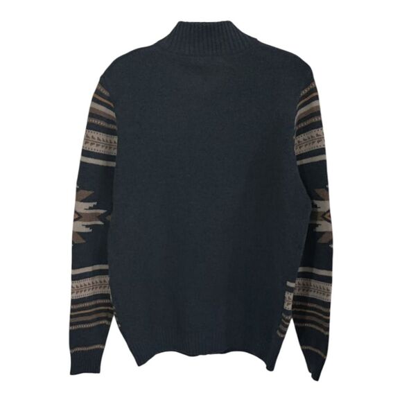 NWT Frye Navy and Tan Patterned Zip-Up Sweater Size M - Picture 2 of 7